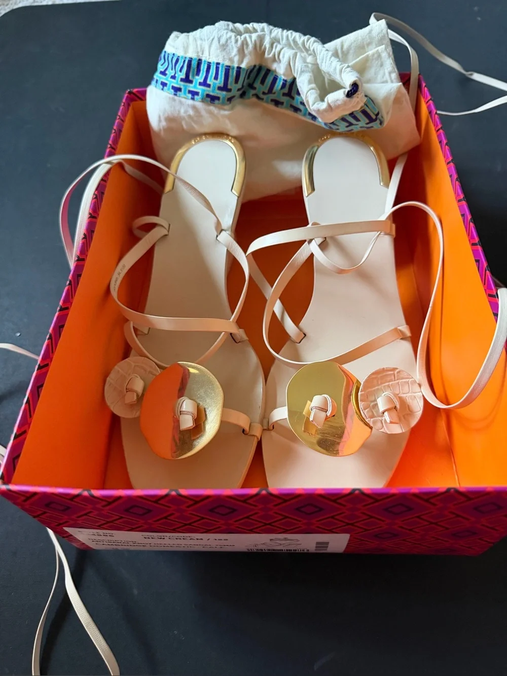 Tory Burch Women’s Strappy Cream Sandals with Gold Accent
